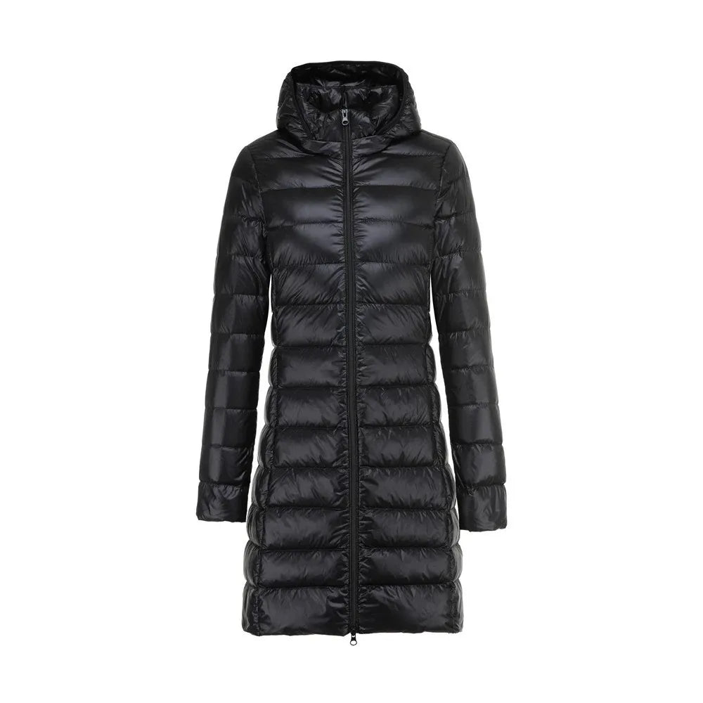 Krohn-e | Lange Leicht Gepolsterte Jacke mit Abnehmbarem Kapuze für Frauen Ideal für Den Winter