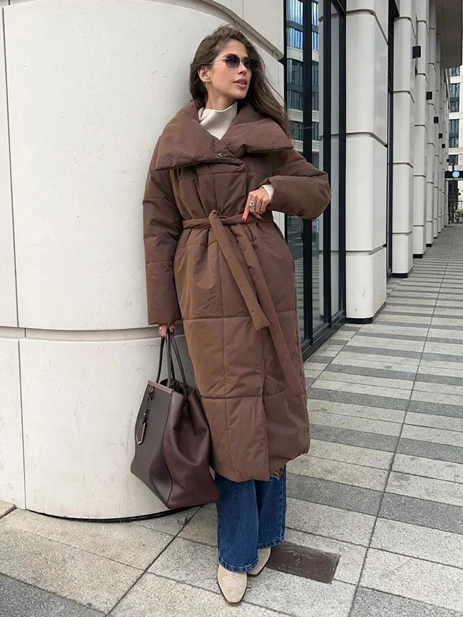 Krohn-e | Parka Lang Steppjacke mit Gürtel für Damen Ideal für Den Winter