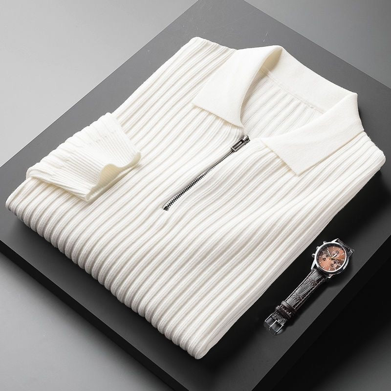 Herren-Polopullover aus edlem Rippenstrick