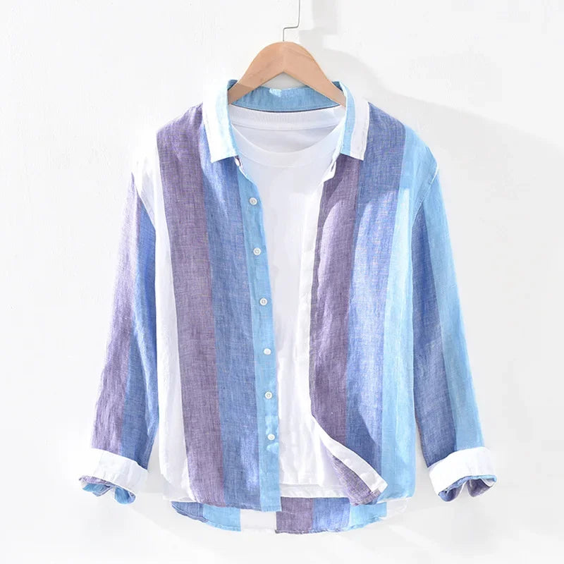 Krohn-e | Gestreifte Leichtgewichts-shirt Baumwollmischung Lässiger Stil