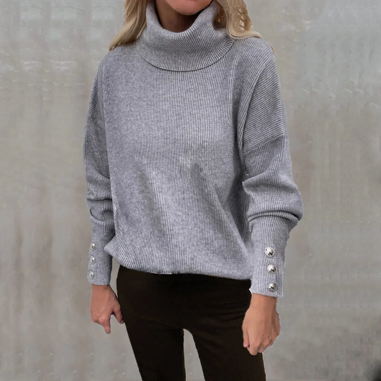 Krohn-e | Lässiger Strickpullover mit Hohem Kragen