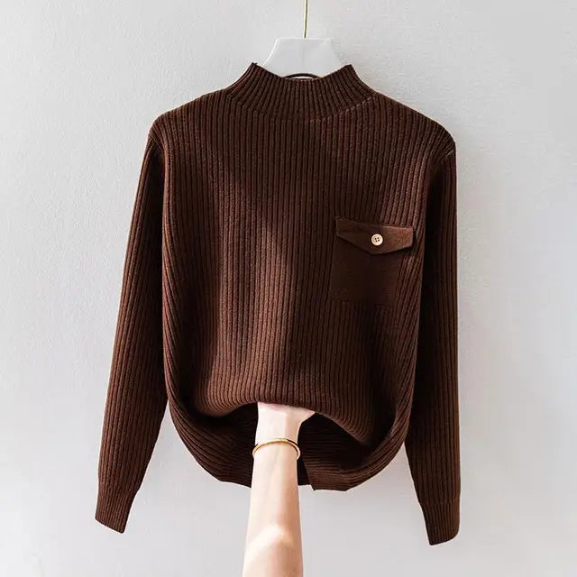 KROHN-E Damen Strickpullover Leicht Klassisch