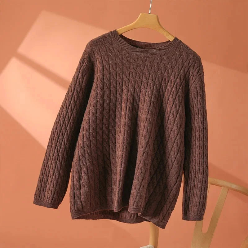 KROHN-E Damen Leichter Strickpullover Entspannte Passform