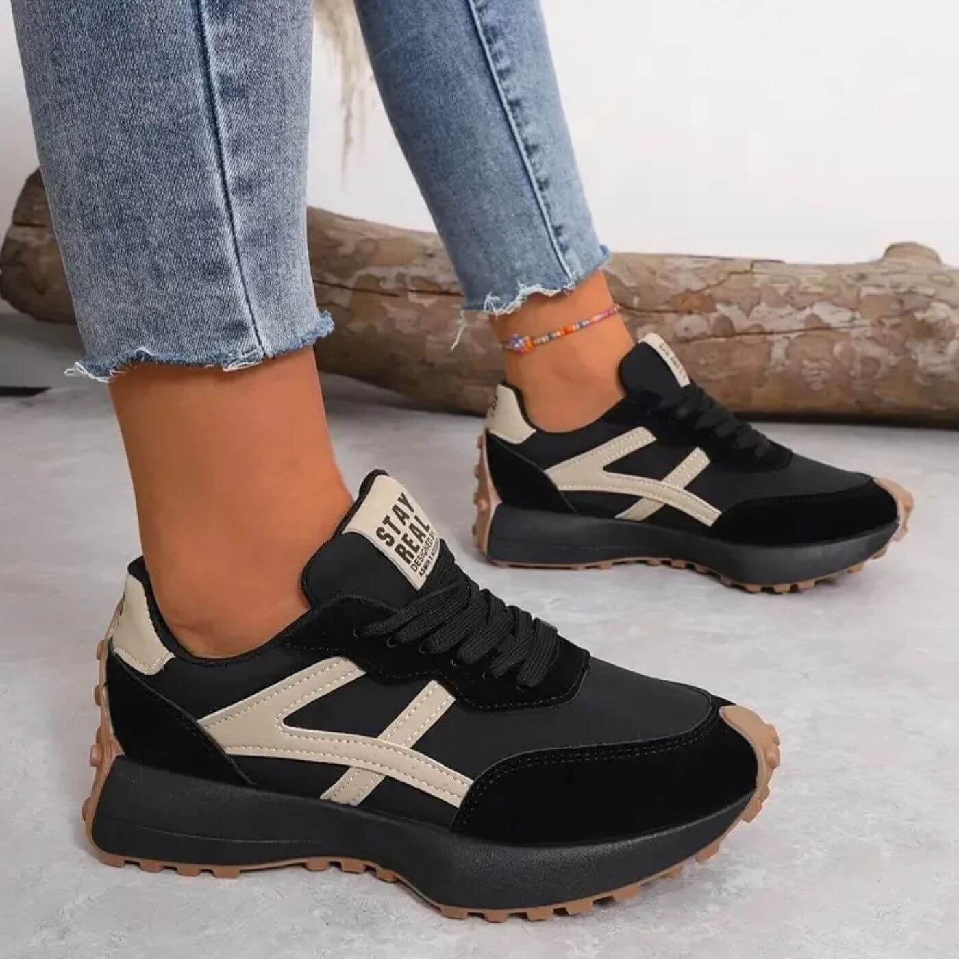 KROHN-E Damen Sneaker Rutschfest Weiß Sport