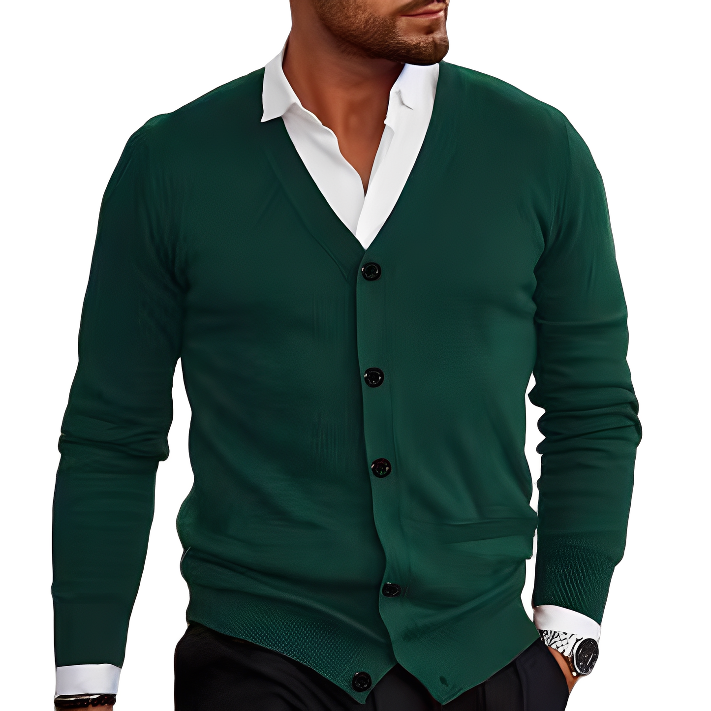 Krohn-e | Lässiger Baumwollcardigan mit Knöpfen für Herren