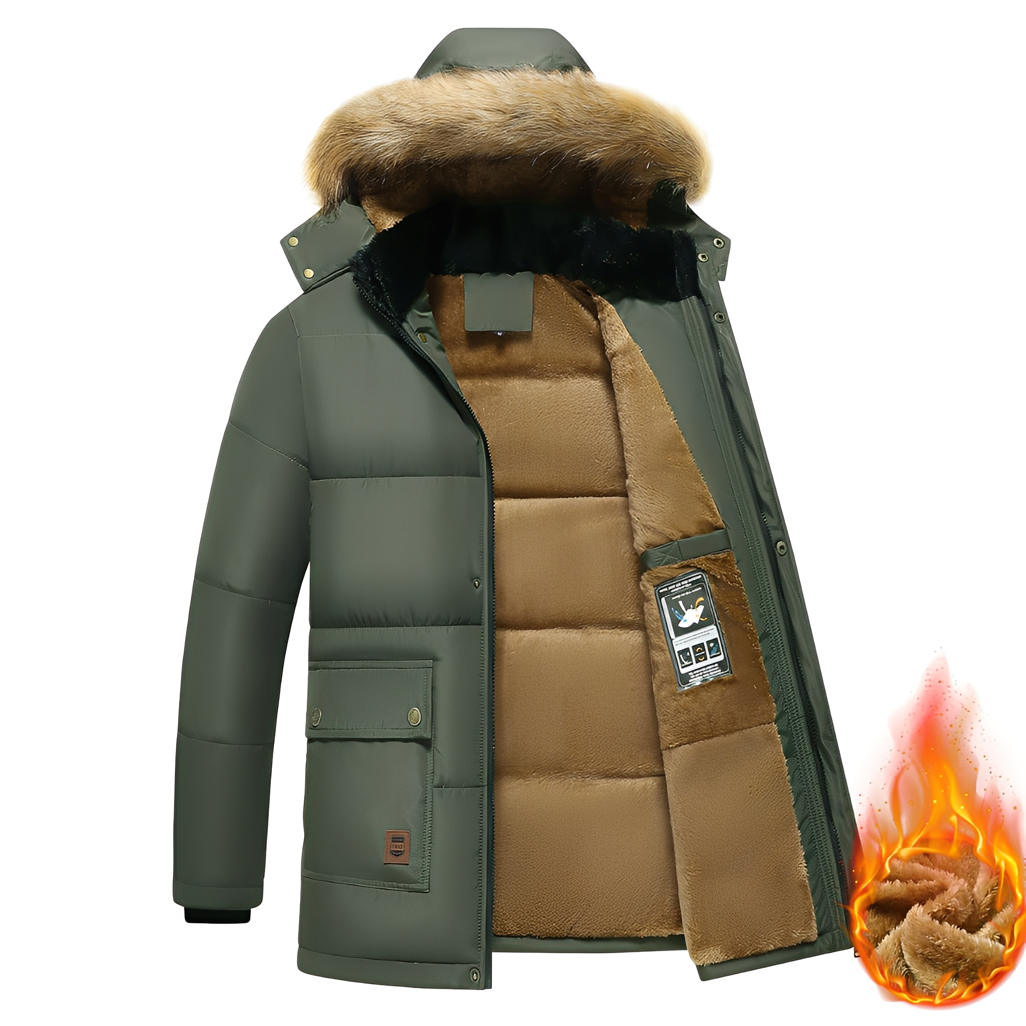 Krohn-e | Warme Parkajacke mit abnehmbarem Kapuze für Männer