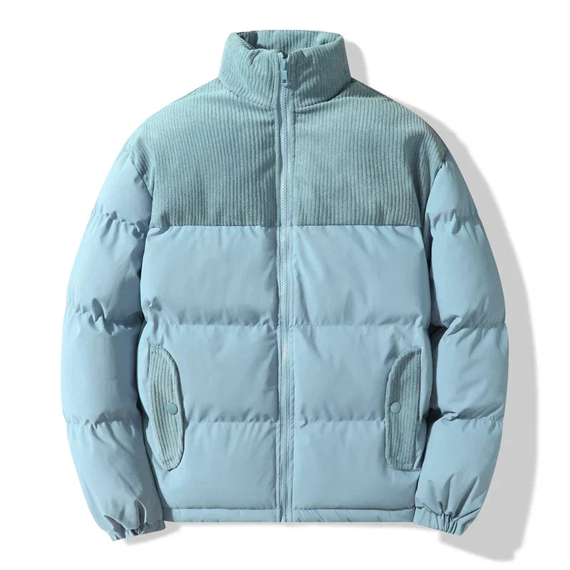 Krohn-e | Unisex gesteppte Jacke mit Details aus kordeligem Samt Aiden