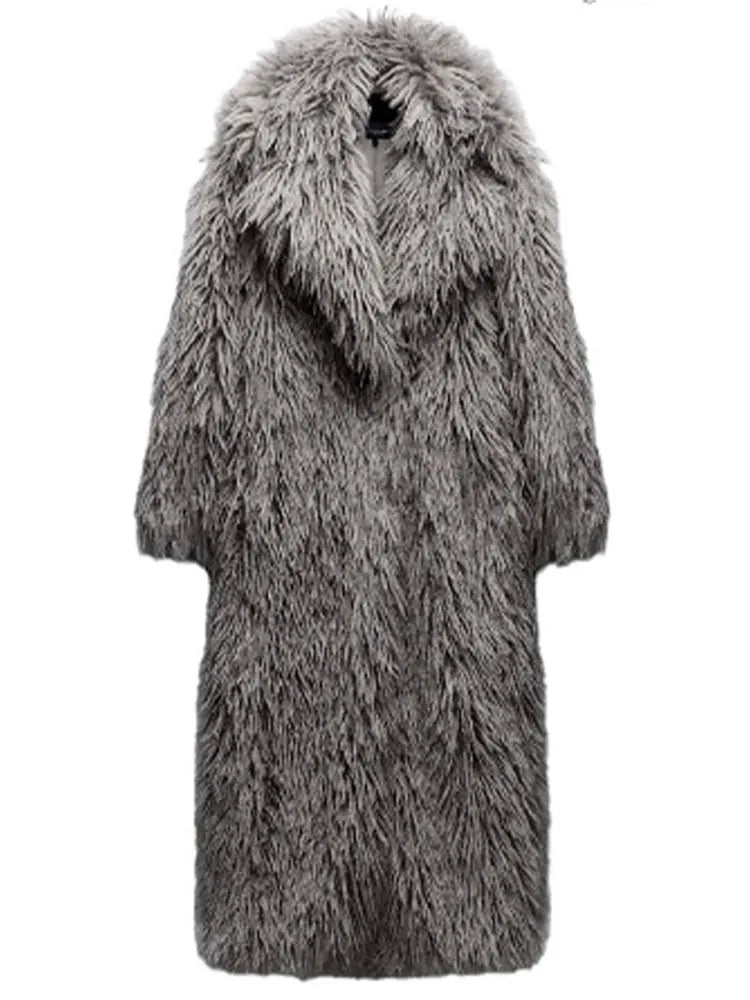 Krohn-e | Fellmantel - Vintage Lange Warme Winterjacke, Schicke Streetwear
