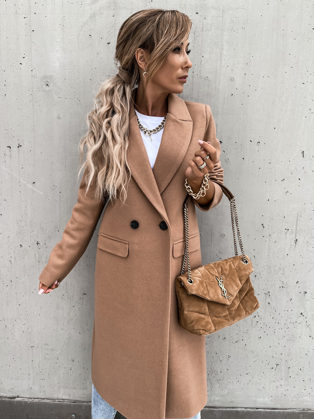 Krohn-e | Elegante Doppelreihige Jacke Wolle und Polyester Klassisch, Warm