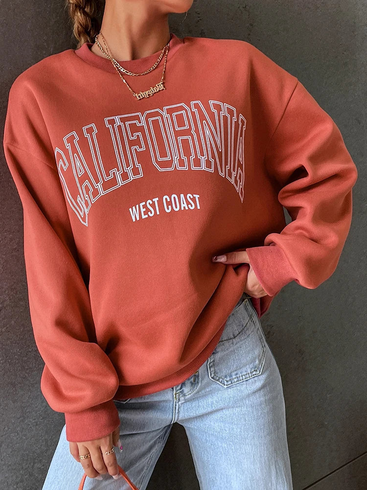 Trendiger Damen-Sweatshirt von Fudus mit Kalifornien Westküsten-Print