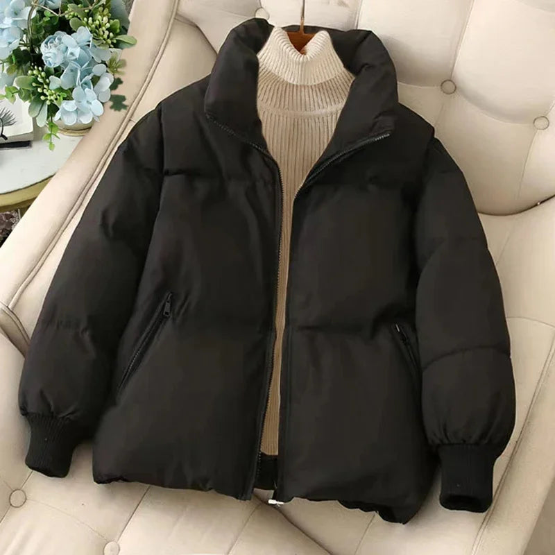Krohn-e | Winter-Pufferjacke mit Reißverschluss und Eingeschnittenem Kragen