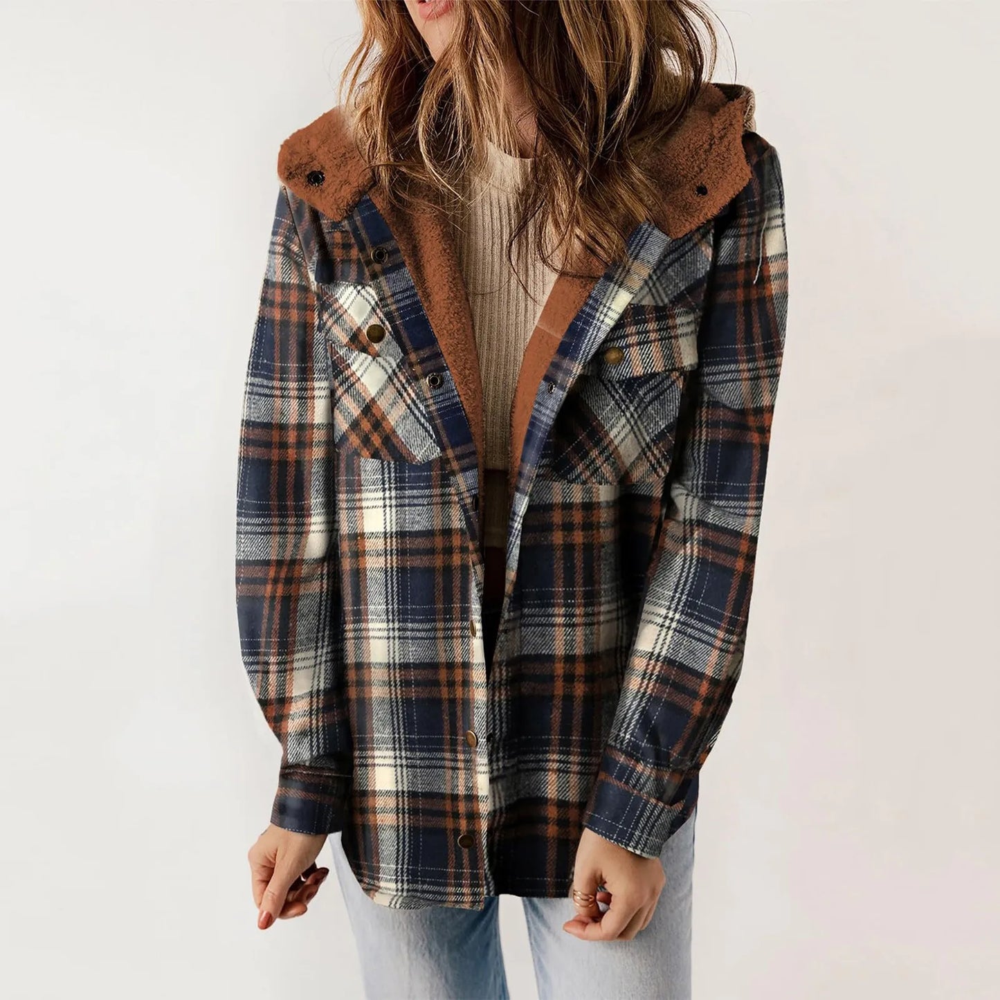 Krohn-e | Sherpa - Hemd Beige - Damen Gemütliche Flanelljacke