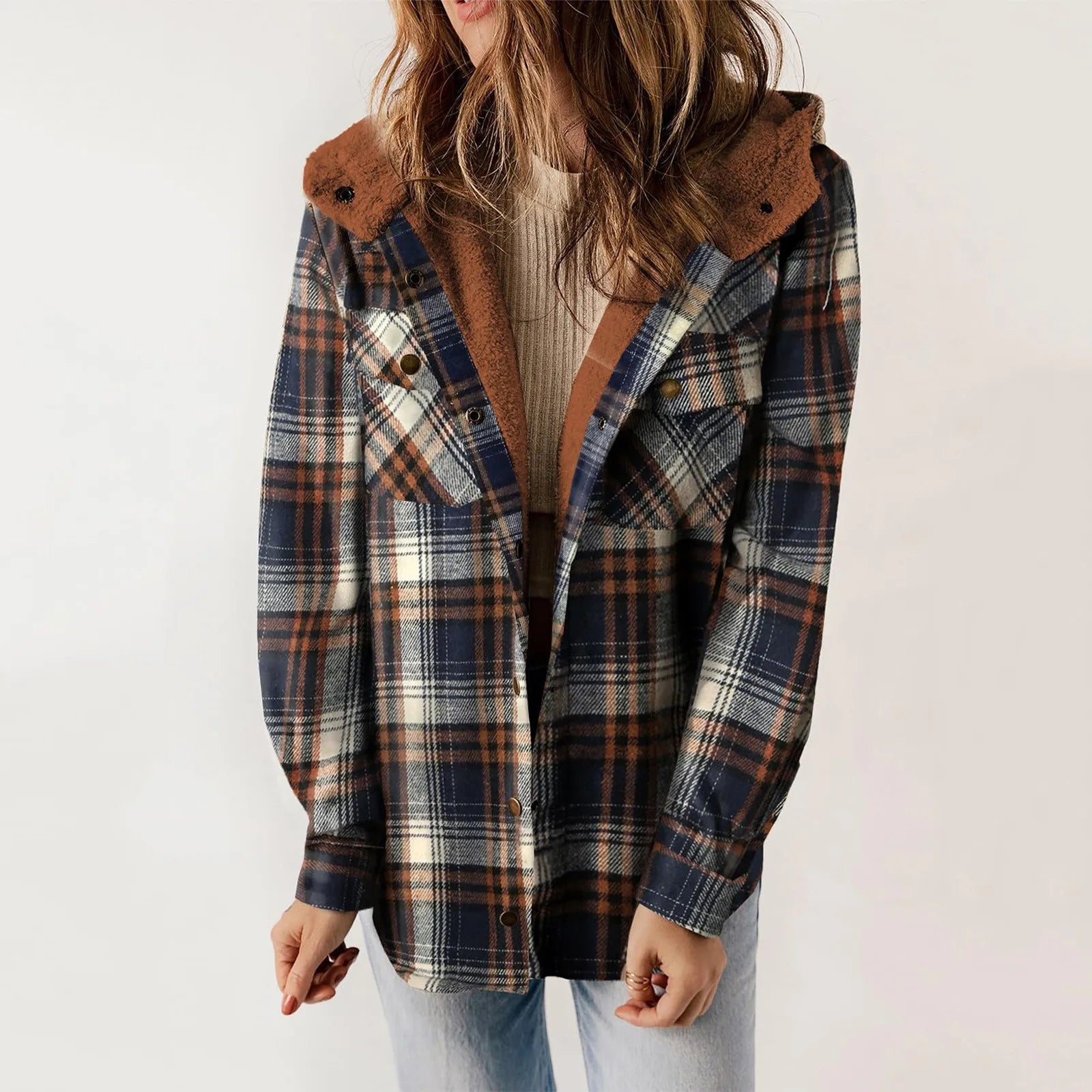 Krohn-e | Sherpa - Hemd Beige - Damen Gemütliche Flanelljacke