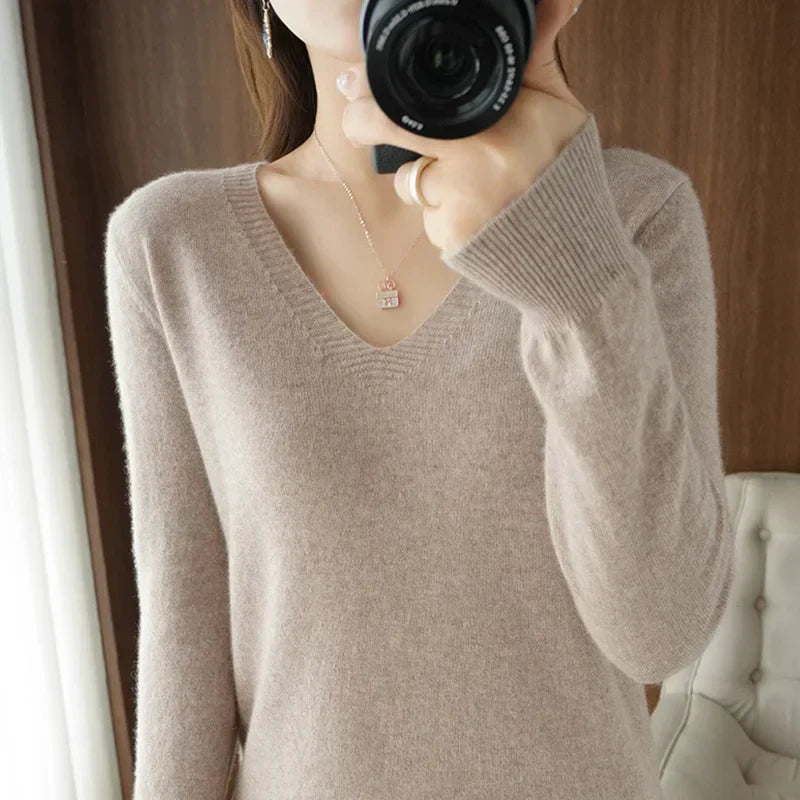 Krohn-e | Pullover - Bequemer V-Ausschnitt Pullover