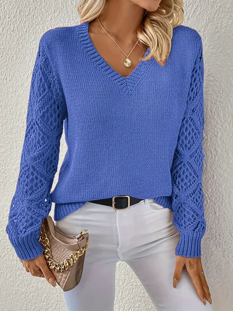 Krohn-e | Solid V-Ausschnitt Strickpullover