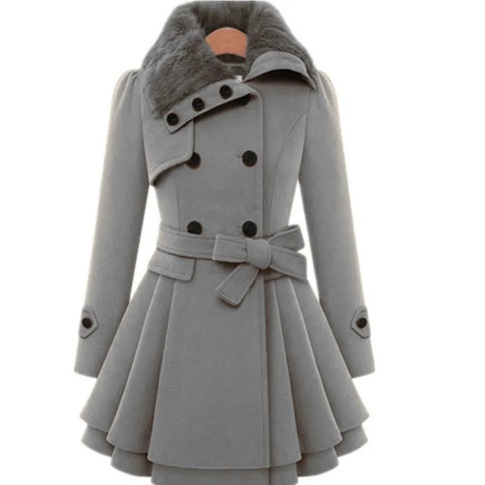 Krohn-e | Damen Slim Fit Trenchcoat Eleganter Übermantel
