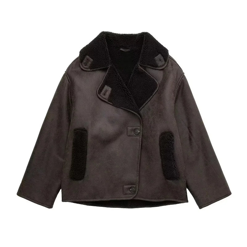 Krohn-e | Winterjacke mit Breitem Kragen und Knopfverschluss für Damen
