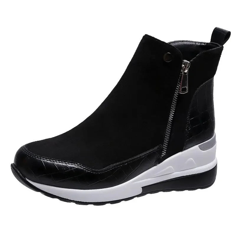 Krohn-e | Winter Wedge Schneestiefel mit Dicker Sohle Aus Baumwolle