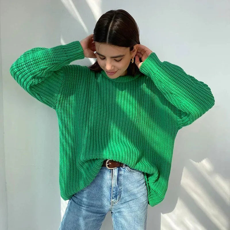 KROHN-E Damen Pullover Weich Entspannte Passform Leichtes Design