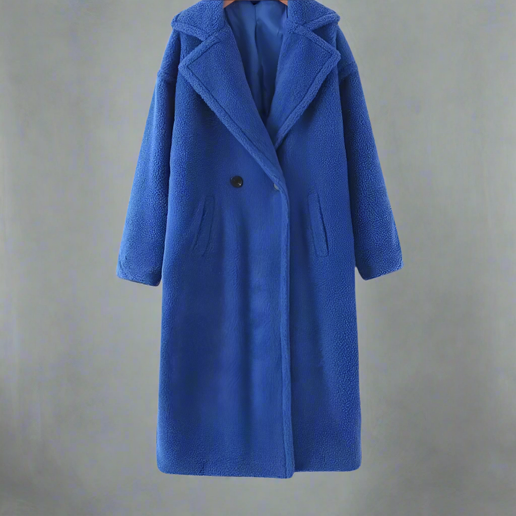 Krohn-e | Mantel - Langer Oversized-Schnitt - Weicher Teddy-Fleece - Reverskragen - Warm und Bequem