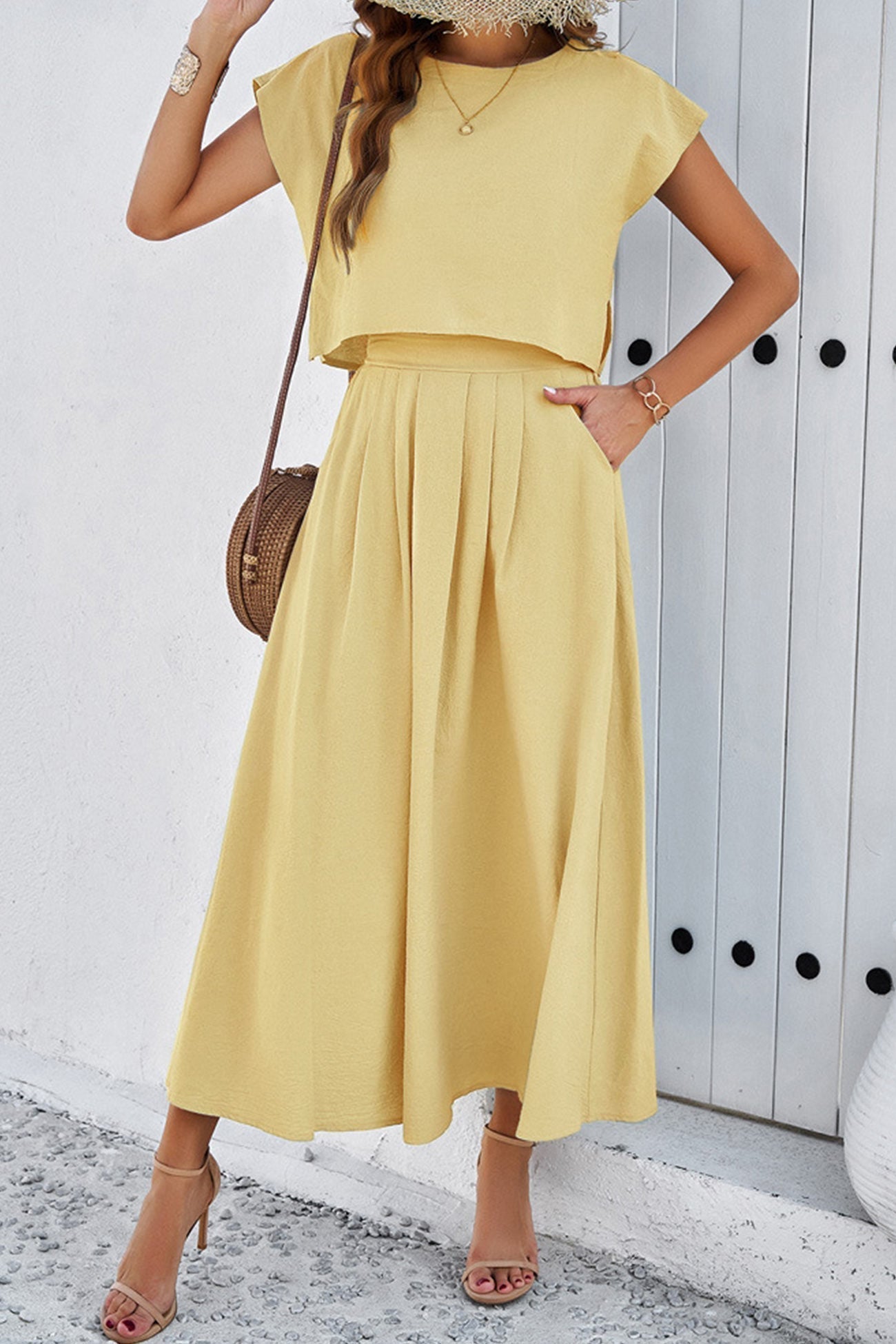 Fudus Rüsched Midi Rock and Crop Top Set