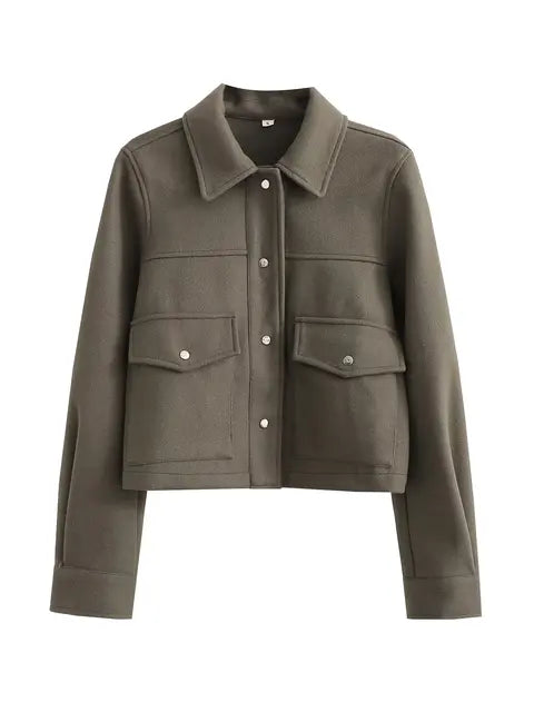 Krohn-e | Damenwolljacke mit Umlegekragen und Knopfleiste