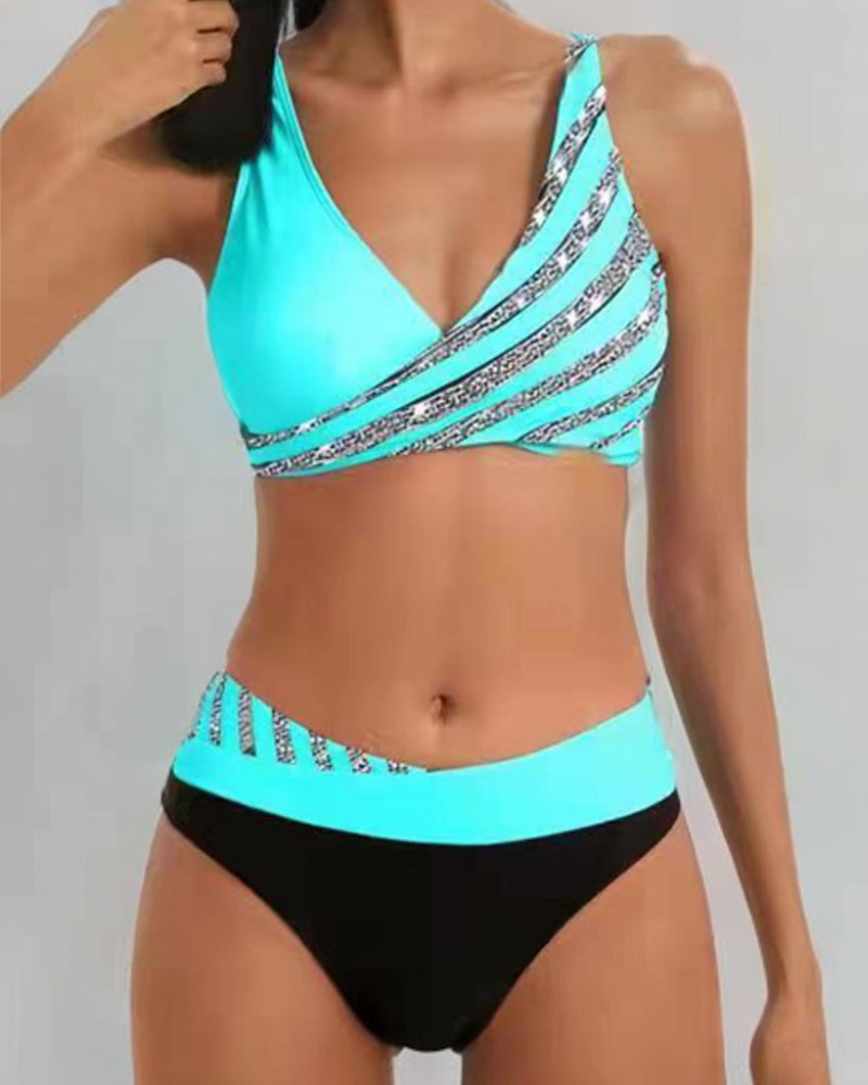 KROHN-E Damen Bikini-Set Bedruckt Warmtöne