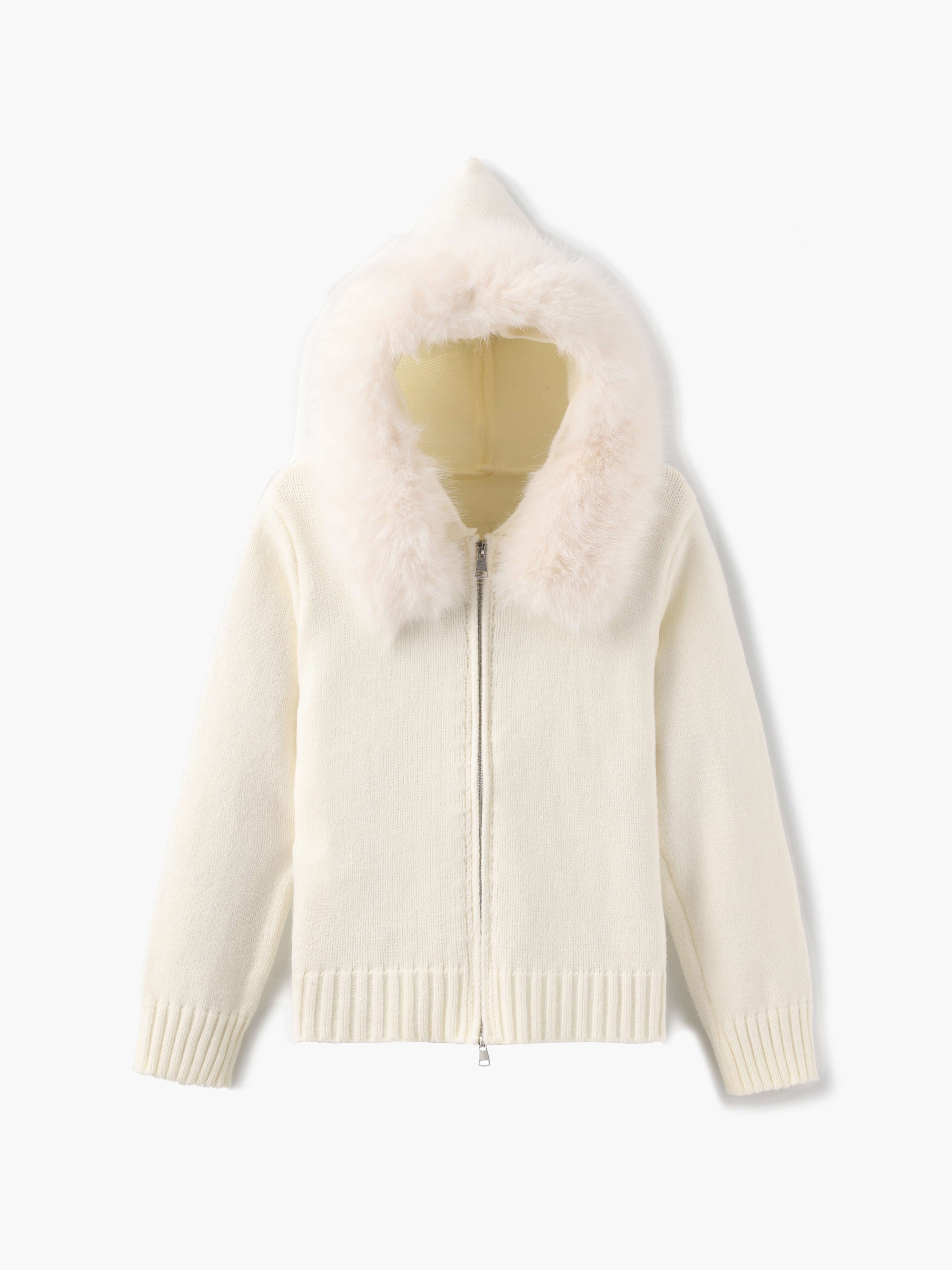 Krohn-e | Strickjacke Grau mit Kapuze und Kunstpelz Warme Winterjacke