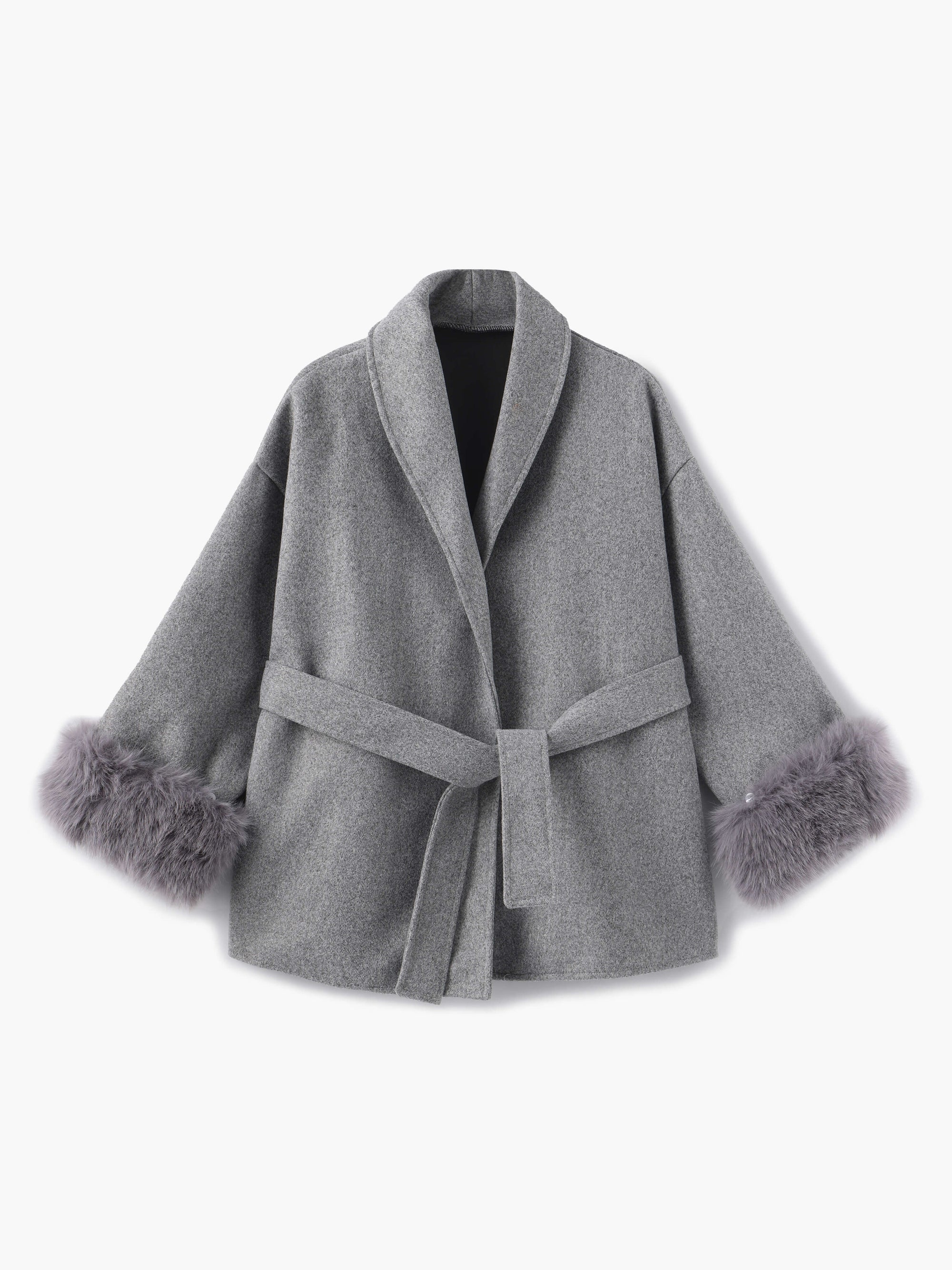 Krohn-e | Mantel mit Kunstfellbesatz Eleganter Winter Kurzmantel