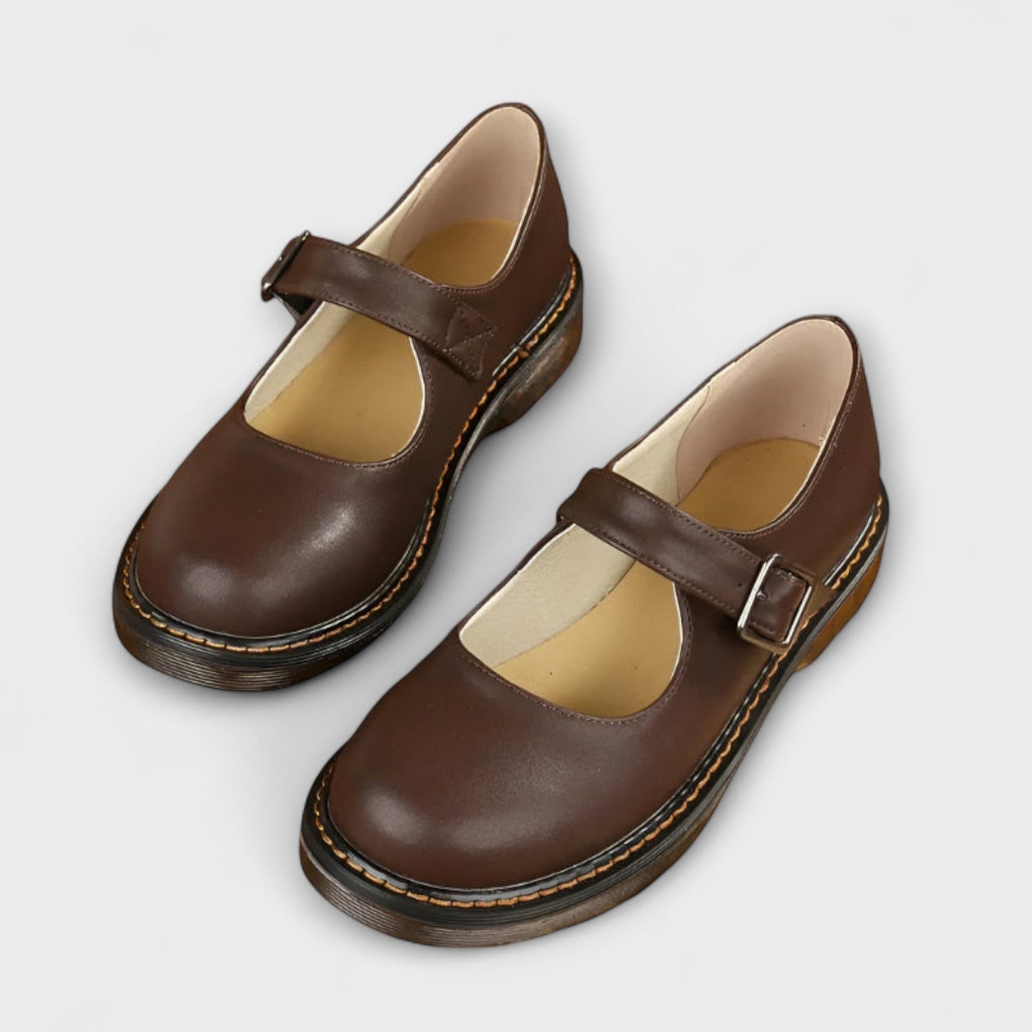KROHN-E Damen Vintage-Sandalen Mary-Jane Verstellbarer Riemen