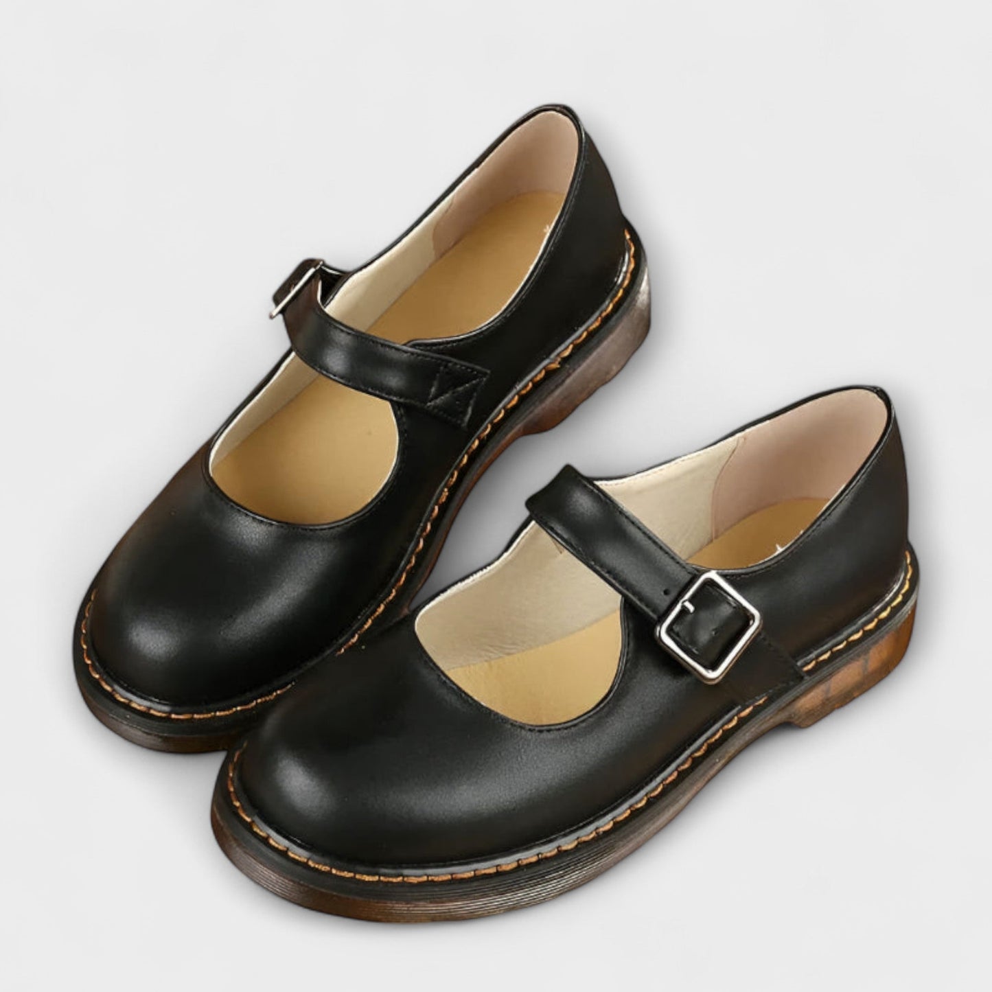 KROHN-E Damen Vintage-Sandalen Mary-Jane Verstellbarer Riemen Komfortabel