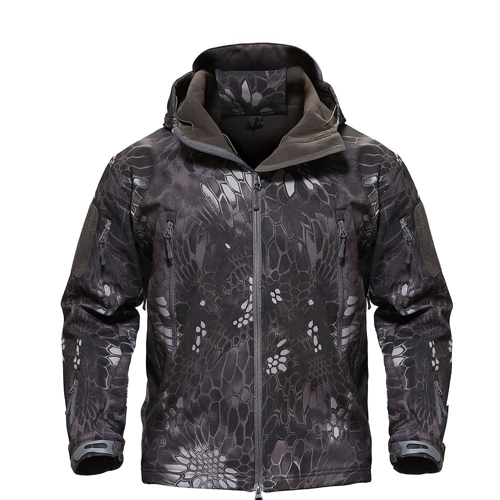 Herren Softshelljacke mit Reißverschlusstaschen, taktisch