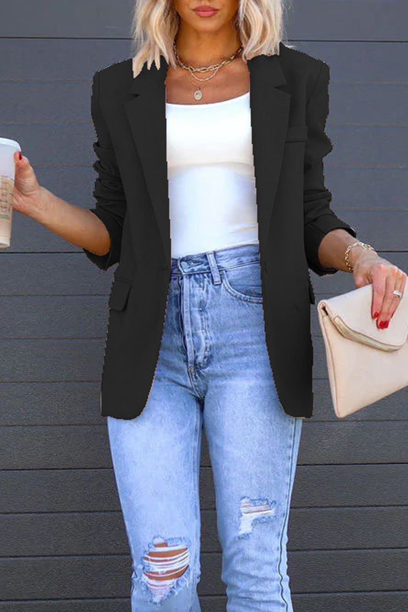 Krohn-e | Mittellanger Blazer mit Revers