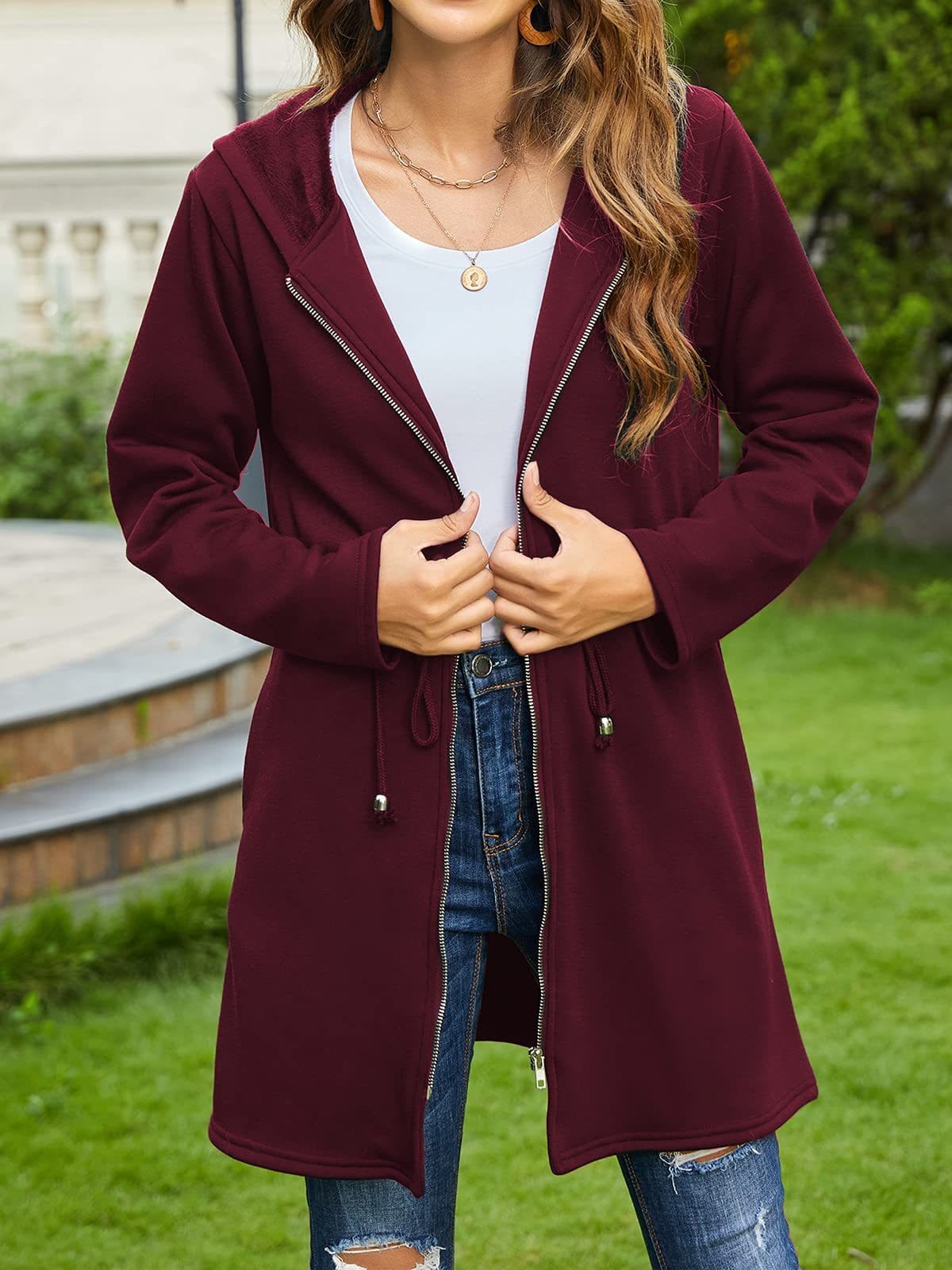 Damen Kapuzenjacke Cardigan von Fudus in Uni
