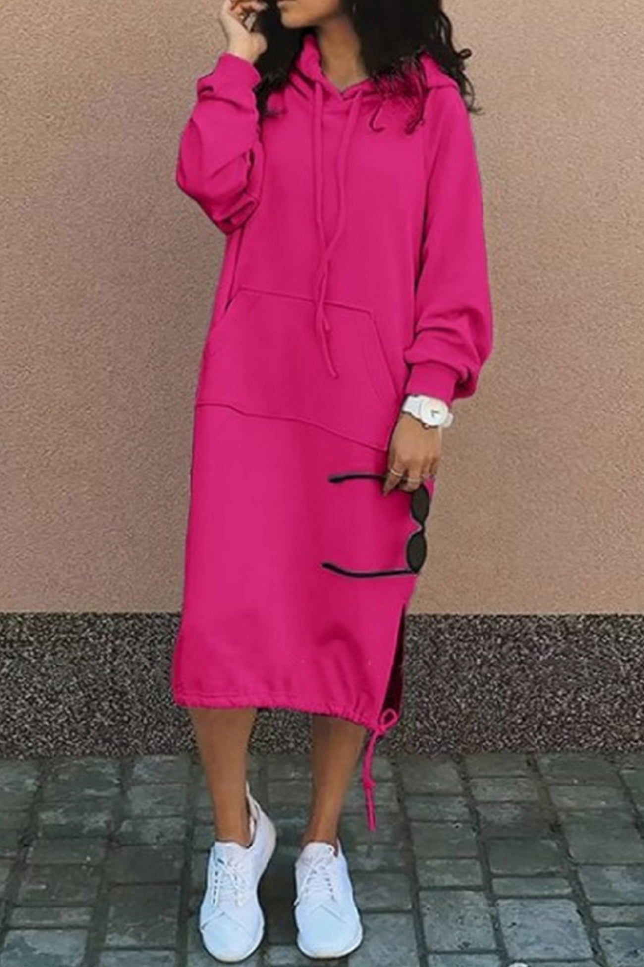 Krohn-e | Kapuzenpullover Kleid Knielang