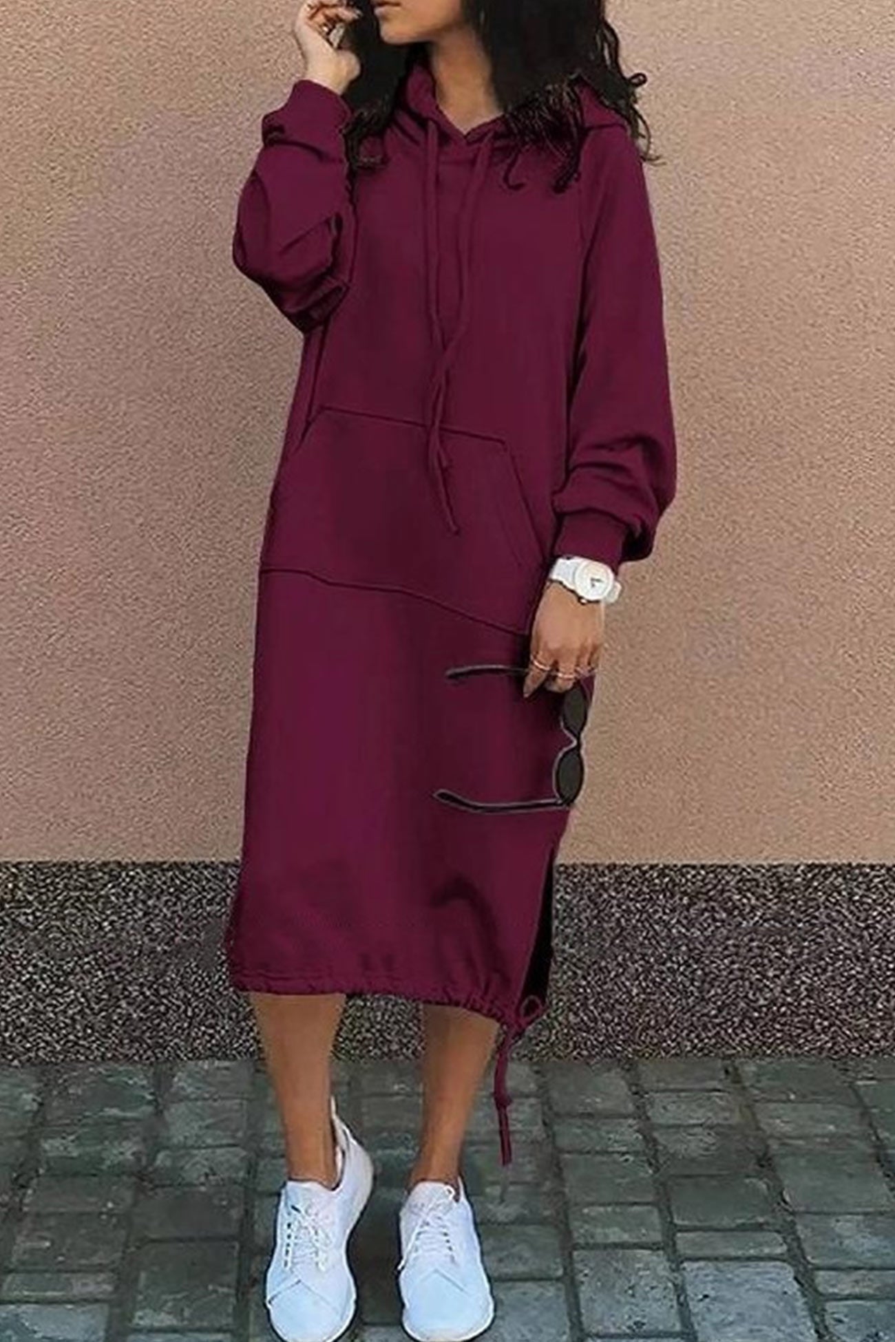 Krohn-e | Kapuzenpullover Kleid Knielang
