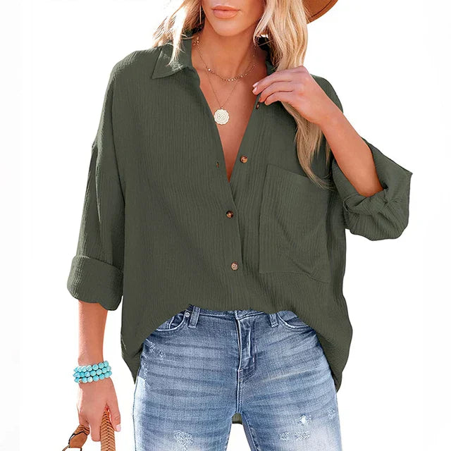 Oversize-Hemd in Grau mit farbigen Details
