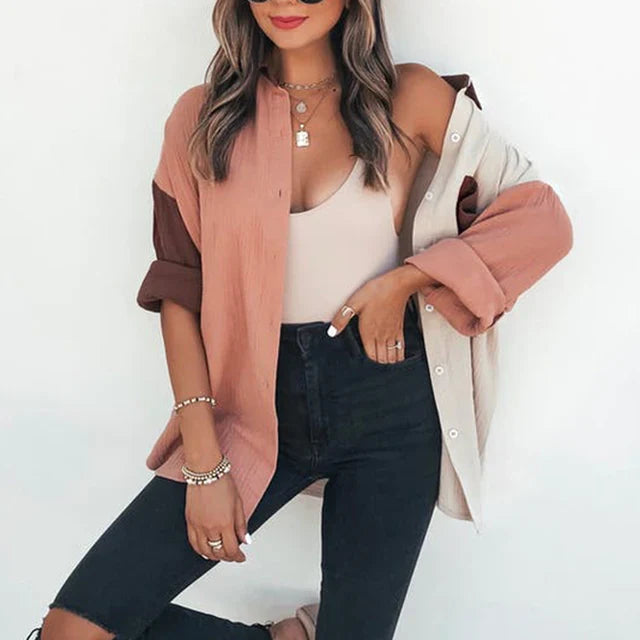Oversize-Hemd in Grau mit farbigen Details