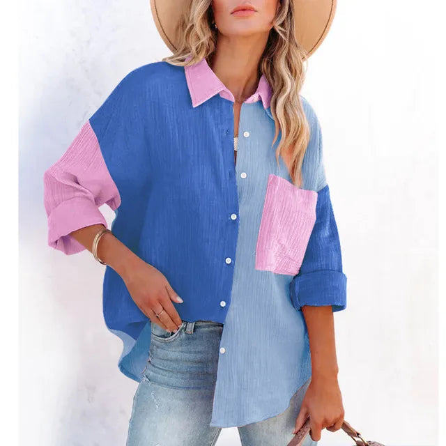 Oversize-Hemd in Grau mit farbigen Details