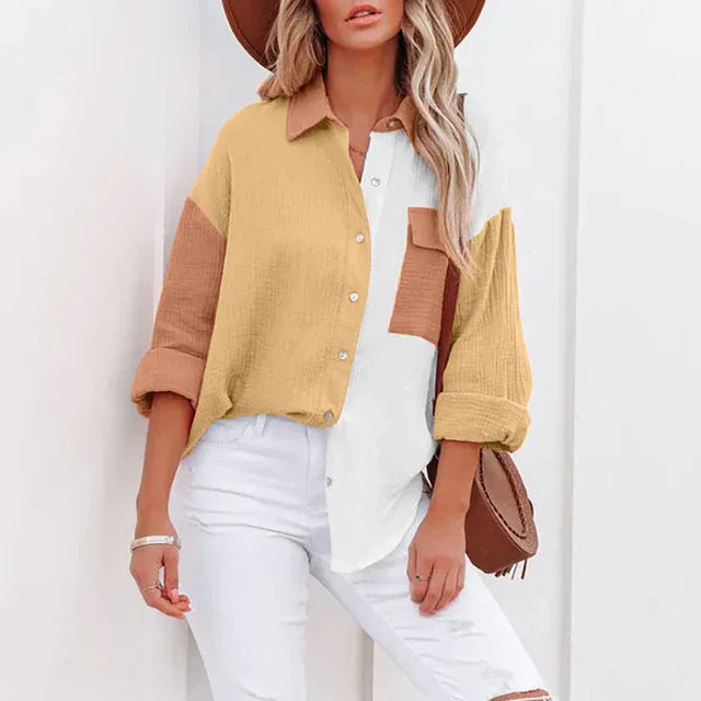 Oversize-Hemd in Grau mit farbigen Details