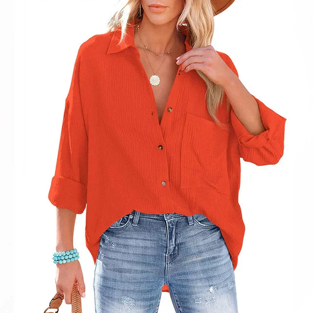 Oversize-Hemd in Grau mit farbigen Details
