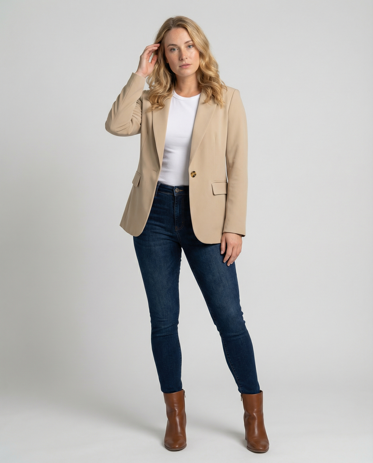 Elena | Damen Blazer Elegant Einknöpfer Langarm Damenjacke