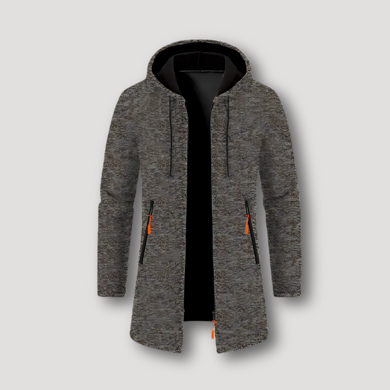 Gestrickte Kalina-Jacke mit durchgehendem Reißverschluss und marmorierter Textur