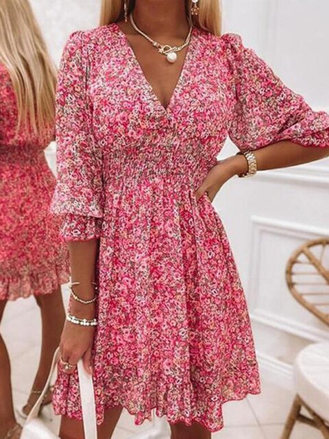 Kurzes Marie Kleid mit Blumenmuster
