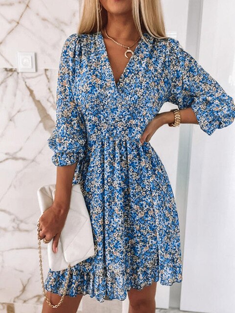 Kurzes Marie Kleid mit Blumenmuster