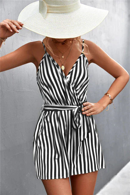 Gestreifter V-Ausschnitt Jumpsuit von VIA