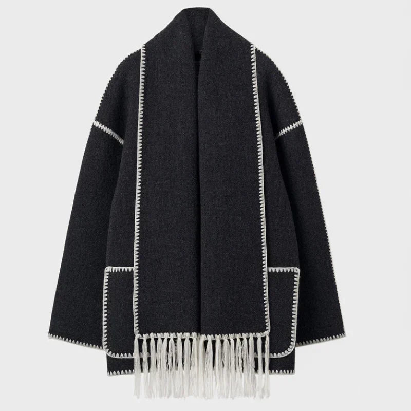 Krohn-e | Damen Wickeljacke mit Drapiertem Vorderteil