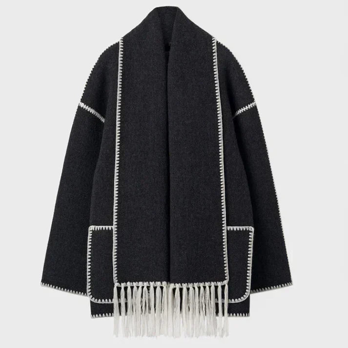 Krohn-e | Schal Jacke Aus Wollmischgewebe
