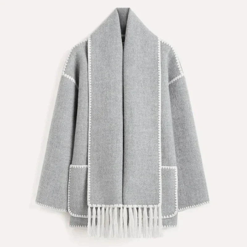 Krohn-e | Damen Wickeljacke mit Drapiertem Vorderteil