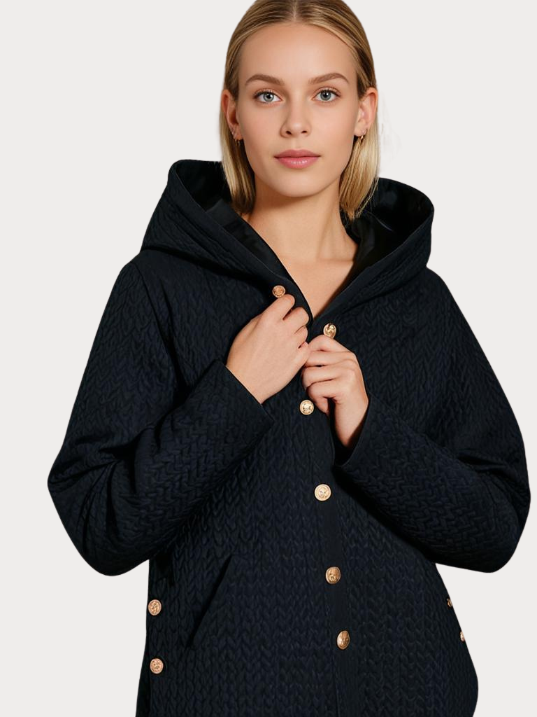Krohn-e | Damen - Wintermantel – Eleganter Gefütterter Mantel mit Kapuze